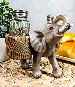 yÁzyAiEgpzEbros Savanna Calls Trumpeting Elephant Glass Salt And Pepper Shakers Holder Figurine Decor Set 15cm L