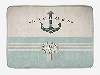 【中古】【輸入品・未使用】Nauticalバスマットby Ambesonne、ビンテージMarineデザインfor Ocean Love..