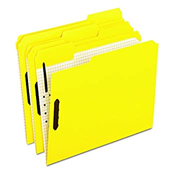 Folders with Embossed Fasteners, 1/3 Cut Top Tab, Letter, Yellow, 50/Box (並行輸入品)