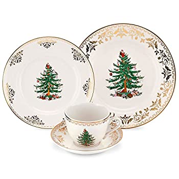 【中古】【輸入品・未使用】Spode Christmas Tree Gold 4-Piece Place Setting by Spode