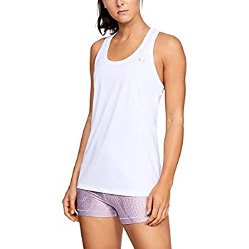 šۡ͢ʡ̤ѡUnder Armour Women's Tech Solid Tank, White (100)/Metallic Silver, Large