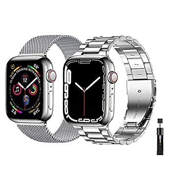 【中古】【輸入品・未使用】Baklon メタルストラップ 2個パック Apple Watchストラップ 38mm 40mm 41mm Apple Watchバンド ステンレススチールメッシュループ 交換用リスト(2)