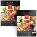 【中古】【輸入品・未使用】ARTEZA水彩画用紙 9x12インチ、2パック、64枚(140lb / 300gsm)、絵画・ドローイング、水性絵具、ミックス画材用コールドプレス紙アートスケッ