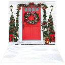 【中古】【輸入品・未使用】Allenjoy 5x7フィート レッド クリスマスドア背景 写真撮影用 ポートレート 写真 冬 雪 クリスマス ツリー ホリデー 誕生日 ベビーシャワー パー