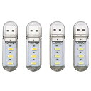 【中古】【輸入品・未使用】Ruiwaer USB LED ナイトライト 4個 廊下ライト USB LED ライト パワーバンク PC ノートパソコン ノートブック キャンプ用ライト (2 x ホワイト +