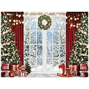 【中古】【輸入品・未使用】Allenjoy 96インチ x 72インチ クリスマスウィンドウ背景 写真 冬 メリークリスマス ツリー 背景 雪 ホリデー フォトブース ポートレート パーテ