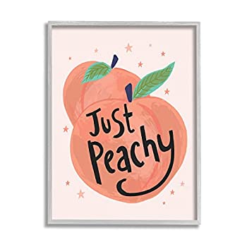 šۡ͢ʡ̤ѡStupell Industries Just Peachy Ripe Fruit Illustration Sparkling Starsطʡꥵڥ꡼ˤۥ磻ȥܥ