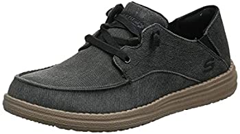 【中古】【輸入品 未使用】Skechers メンズ Melson-volgo キャンバススリッポン モカシン US サイズ: 8 Wide カラー: ブラック