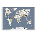 【中古】【輸入品・未使用】Stupell Industries 愛らしい動物の世界地図 子供用ライオンタイガーベア、Carla Dalyによるデザイン、10 x...