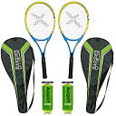 【中古】【輸入品・未使用】Xcello Sports 27インチ アルミラケットセット (ブルー/イエロー) テニスボールチューブ2個とカバー2個付き