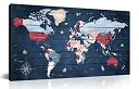 【中古】【輸入品・未使用】ZHAOSHOP ブルー世界地図 ウォールアート オフィス用 - 壁用の大きな世界地図 - キャンバスウォールアート 枠張り済み フレ...