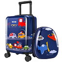 【中古】【輸入品 未使用】iPlay iLearn 2Pcs Kids Lightweight Luggage Set, Durable Carry on Suitcase, Hard Shell Backpack, Hardside Upright Travel Trolley ABS wit