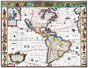 【中古】【輸入品・未使用】New World Map 1616 NEnglish Map of The Western Hemisphere John Speed 1616年に出版 カリフォルニアは巨大な島とその景色を両サイドが原住民