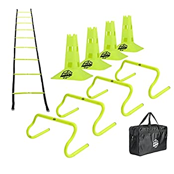 yÁzyAiEgpzPro Footwork Agility Ladder and Hurdle Training Set with Carry Bag - Speed Training Exercise Practice for Soccer, Football & All Sports