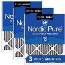 【中古】【輸入品・未使用】Nordic Pure 20?x 24?x 1pm12?C-3プリーツMERV 12?PlusカーボンAC炉フィルタ3パック、20?x 24?x 1?