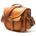 【中古】【輸入品・未使用】デジタル一眼レフ用 レザーカメラバッグ 旅行用 ヴィンテージ クロスボディ ショルダーバッグ 取り外し可能なバッグインバッグ付き 標準...