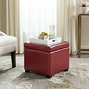 【中古】【輸入品・未使用】Safavieh Hudson Collection Ryder Leather Square Flip Top Ottoman, R...