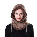 【中古】【輸入品・未使用】BESPORTBLE 冬 暖かい 帽子 ネックウォーマー スキー 雪 フード付き スカーフ 帽子 ニット 厚手 キャップ レディース メンズ (カーキ), カーキ,(4)