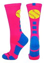 【中古】【輸入品・未使用】MadSportsStuffソフトボールロゴアスレチッククルーソックス S ピンク
