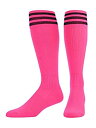 【中古】【輸入品・未使用】TCK サッカーソックス ストライプ付き 男の子 女の子 男女兼用 クロスストレッチ すね当て用 L ピンク