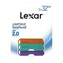 【中古】【輸入品・未使用】Lexar JumpDrive TwistTurn2 USB 2.0フラッシュドライブ 32GB ブラック 3個のフラッシュドライブ ...