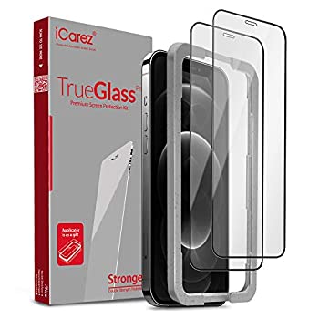 【中古】【輸入品・未使用】iCarez 強化ガラススクリーンプロテクター iPhone 2020 6.7インチ用 ケース対応 [フルカバー + トレイの取り付け] 取り付け簡単 [ 2個パック 0.3