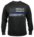 【中古】【輸入品・未使用】Rothco 長袖Tシャツ 細いブルーライン 3X-Large ブラック