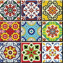 楽天スカイマーケットプラス【中古】【輸入品・未使用】（Mexican Tile Art） - Mi Alma Backsplash Tile Stickers 24 PC Set Authentic Traditional Talavera Tiles Stickersl Bathroom & Kitchen Tile