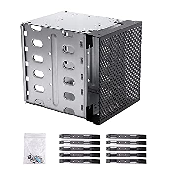 rwu0 ハードドライブケージ SATA 5.25インチ〜5X 3.5ラック PC用品 ファンスペースステンレススチール コンピュータSAS用