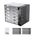 【中古】【輸入品・未使用】rwu0 ハードドライブケージ SATA 5.25インチ~5X 3.5ラック PC用品 ファンスペースステンレススチール コンピュータSAS用