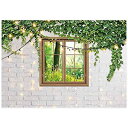 【中古】【輸入品・未使用】Allenjoy 7x5フィート 春のテーマ 写真撮影用背景 グリッター ホワイト レンガ 壁 緑の葉 風景 窓外の背景 子供 ブライダル ベビーシャワー パー