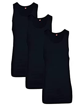 šۡ͢ʡ̤ѡHanes Men's Tall Man Ribbed Tank Top (Pack of Three), Black, 3X-Lar...