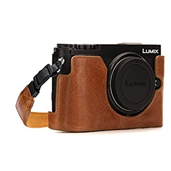 【中古】【輸入品・未使用】MegaGear MG1443 Panasonic Lumix DC-GX9 Ever Ready 本革カメラハーフケースとストラップ ライトブラウン