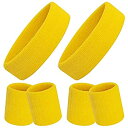【中古】【輸入品・未使用】ONUPGO スウェットバンドセット スポーツヘッドバンド リストバンド 6個セット 汗止めバンド テリークロス リストバンド 手首 ...