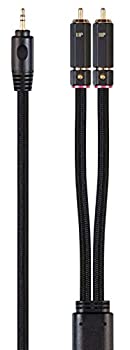 【中古】【輸入品・未使用】Monoprice 3.5mm - 2-オス RCAアダプターケーブル - 25フィート - ブラック 金メッキコネクタ 銅編みの二重シールド - オニックスシリーズ