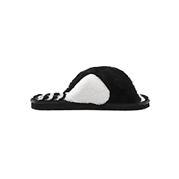 【中古】【輸入品・未使用】Volcom レディース Lived in Lounge フェイクファー スライドサンダル, ブラックホワイト, 7