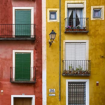 【中古】【輸入品・未使用】Posterazzi DPI12549599 Colourful Apartment Buildings Cuenca, Spain Framed Print, 15 x 15, Multi 141［並行輸入］