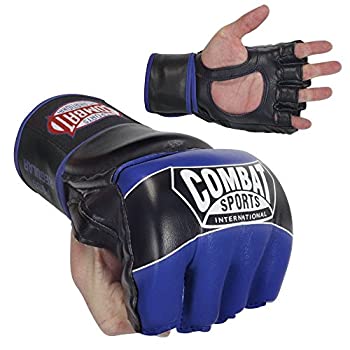 yÁzyAiEgpz(Youth Medium, Blue) - Combat Sports Pro Style MMA Muay Thai Grappling Training Sparring Half Mitts Gloves