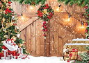 【中古】【輸入品・未使用】LTLYH 8x6フィート クリスマス写真背景 クリスマスバーンドア背景 クリスマスバーンドア クリスマスツリー 雪 ギフト 壁 フロア パーティー 写真