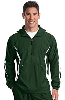 【中古】【輸入品・未使用】Sport-Tek JST63 Mens Colorblock Raglan Anorak44; Forest Green & White - 5XL