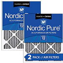 【中古】【輸入品・未使用】Nordic Pure 10 x 20 x 1 MERV 12 プリーツプラス カーボン AC 炉エアフィルター 2パック 2ピース