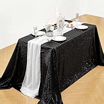 【中古】【輸入品 未使用】(230cm x 400cm, Black) - QueenDream Sequin Tablecloth and rectangle sequin tablecloth 230cm x 400cm Black sequin fabric sequin tableclo