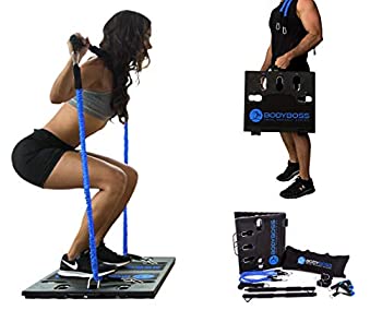 【中古】【輸入品・未使用】BodyBoss ホームジム 2.0 - フルポータブルジム ホームワークアウトパッケージ + 予備バンド2本 ブルー