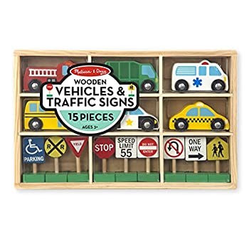 šۡ͢ʡ̤ѡMelissa &Doug Wooden Vehicles And Traffic Signs with 6?Cars and 9?signs