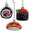 【中古】【輸入品・未使用】Noble Gems? 寿司ガラスオーナメント、3個アソート