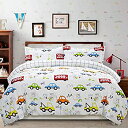 【中古】【輸入品 未使用】(Queen, Cars) - Boys Bedding Sets Cars Bedding 100 Cotton Duvet Covers Set 3-Piece Queen Size (No Comforter Included)