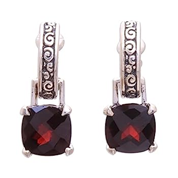 【中古】【輸入品・未使用】Novicaガーネット。925スターリングシルバーダングルイヤリング' Buddha Hoops '