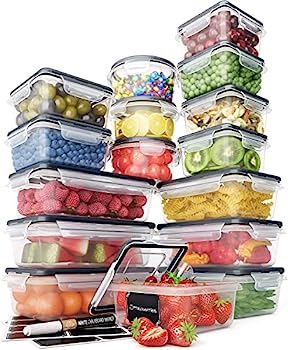 楽天スカイマーケットプラス【中古】【輸入品・未使用】Chef's Path（シェフズパス） 食品保存容器セット プラスチック製気密容器 簡単に閉められるスナップ蓋付き 漏れ防止 キッチン&パントリーの整理整