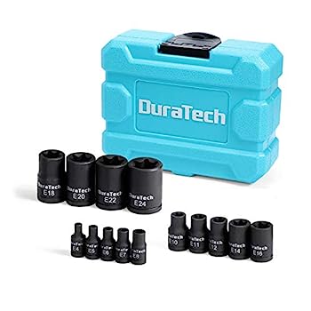 【中古】【輸入品 未使用】DURATECH 外付けスターインパクトソケット14点セット ソリッドケース付き Cr-Vスチール E4~E20 1/4インチ 3/8インチ 1/2インチ ドライブ メス E-