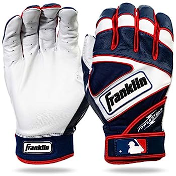 šۡ͢ʡ̤ѡ(Adult X-Large, Pearl/Navy/Red) - Franklin Sports MLB Powerstrap Batting Gloves